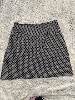 Black & White Mini Skirt with Geometric Print